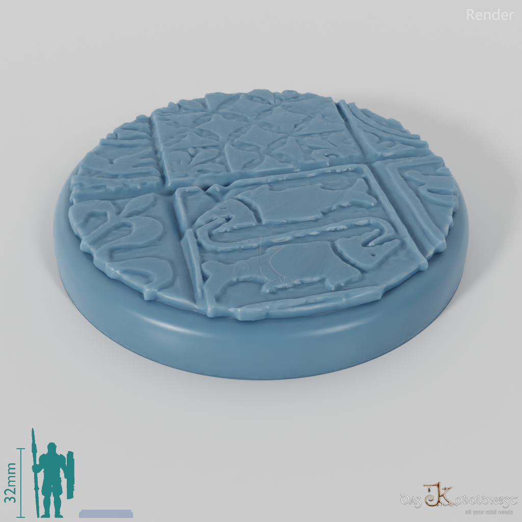 Bases with ornamental floor tiles (round)