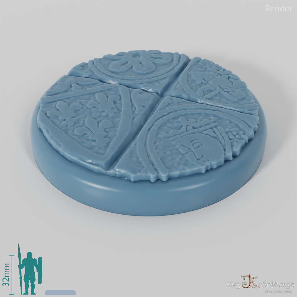 Bases with ornamental floor tiles (round)