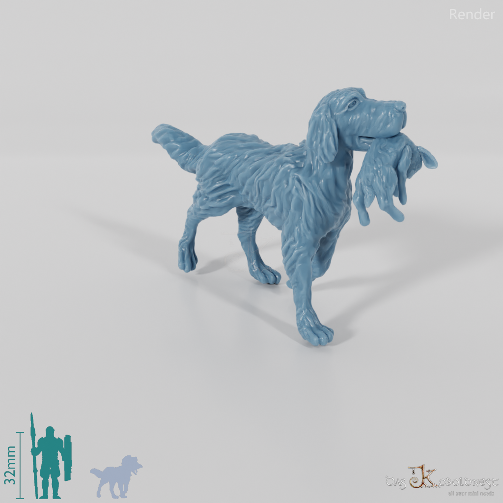 Hunting dog with prey