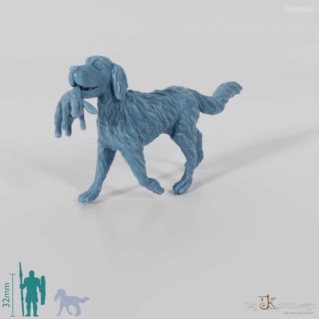 Hunting dog with prey