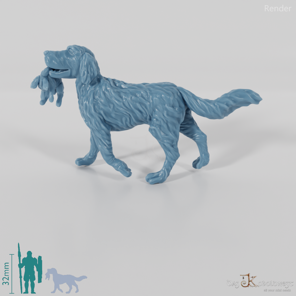 Hunting dog with prey