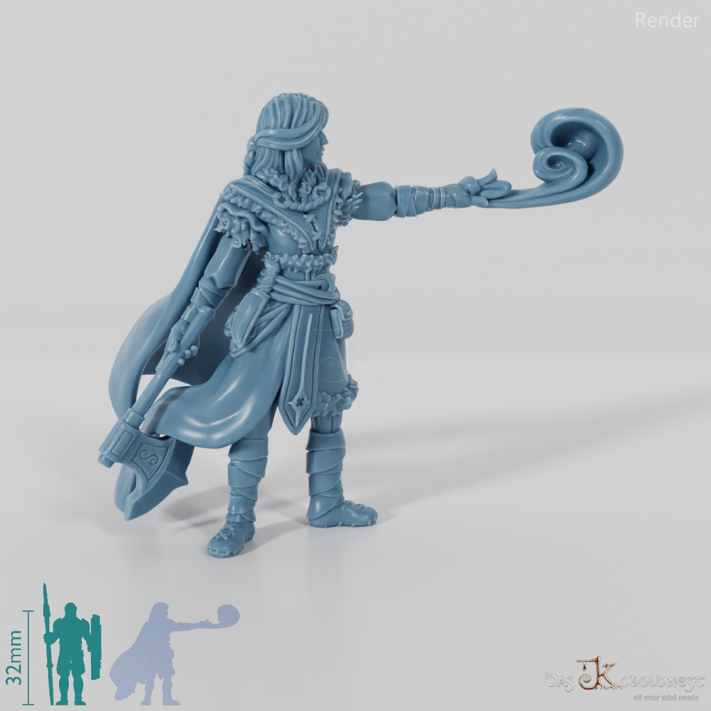 Elena, Schülerin des Nordens mit Axt und Zauber (Pose 2)