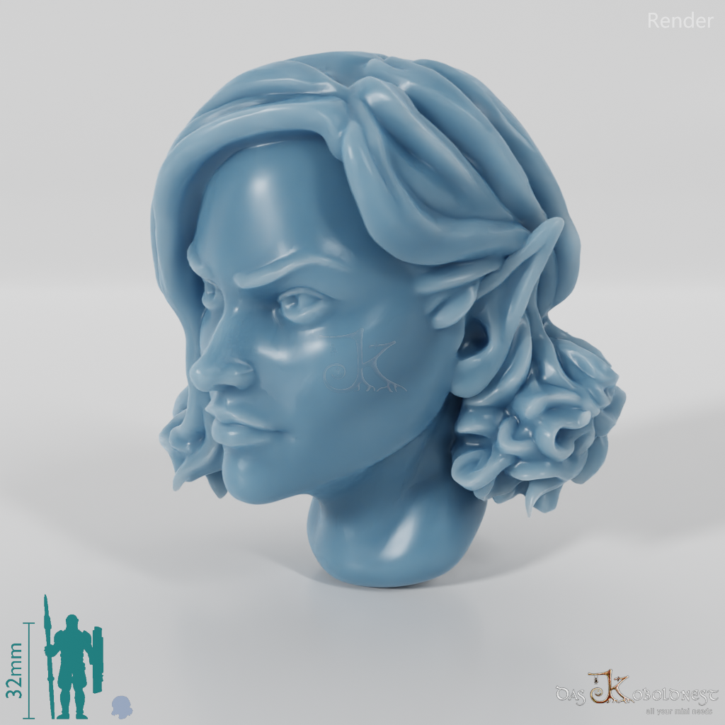 Female head - elf with light curls