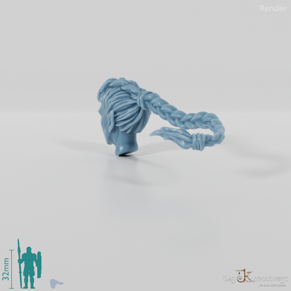 Woman's Head - Elf with Long Braid (Angry)