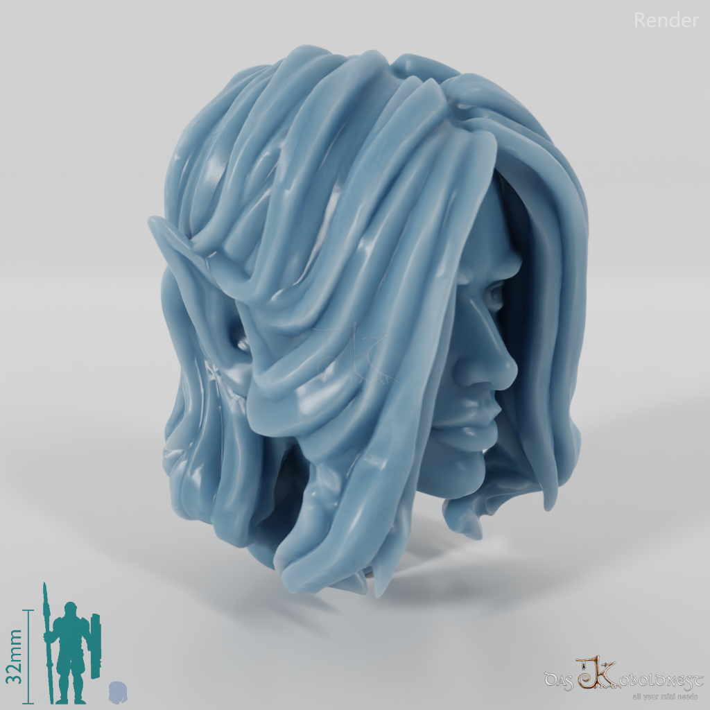 Female head - elf with long hair