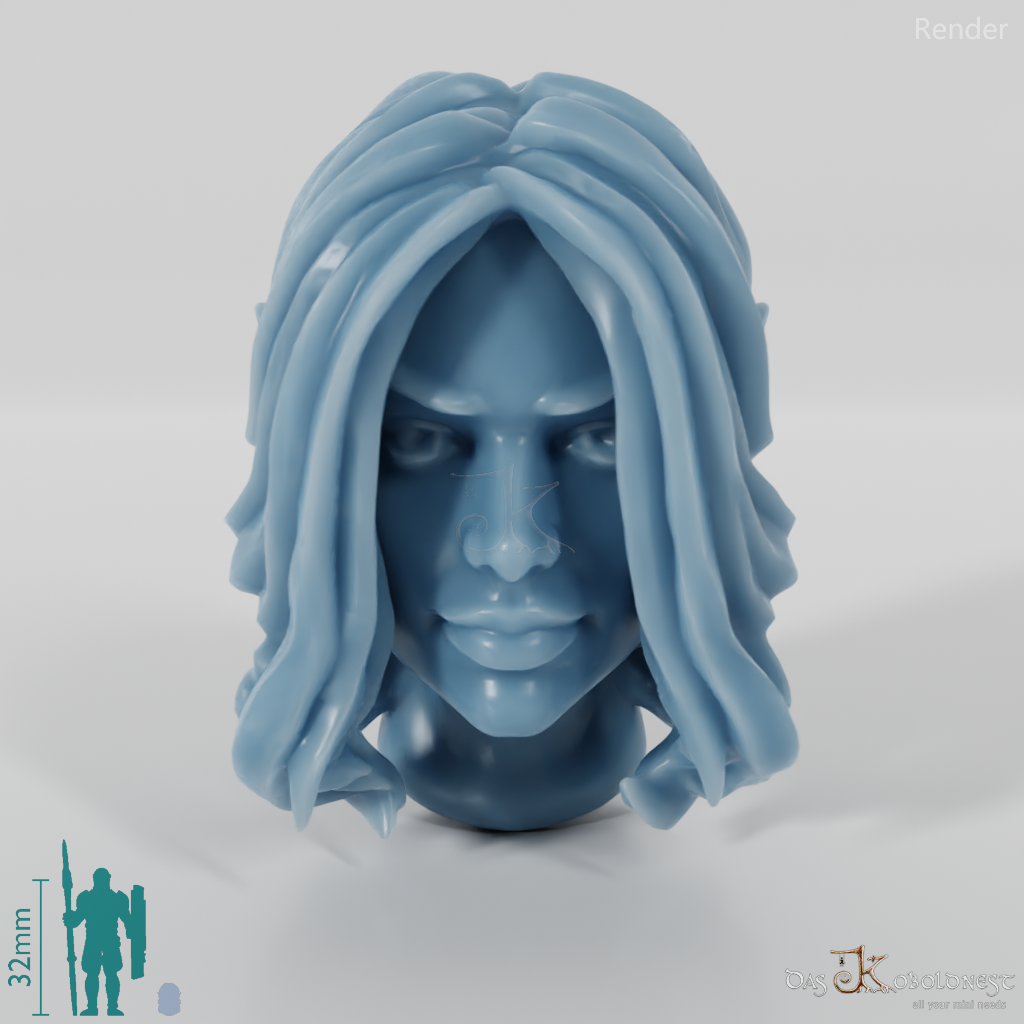 Female head - elf with long hair