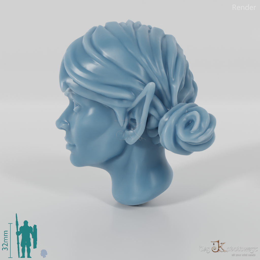 Female head - elf with two topknots