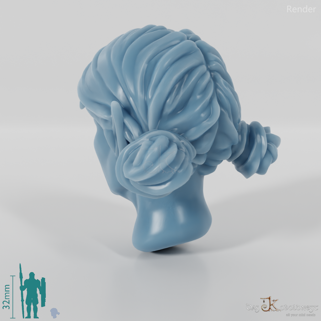 Female head - elf with two topknots