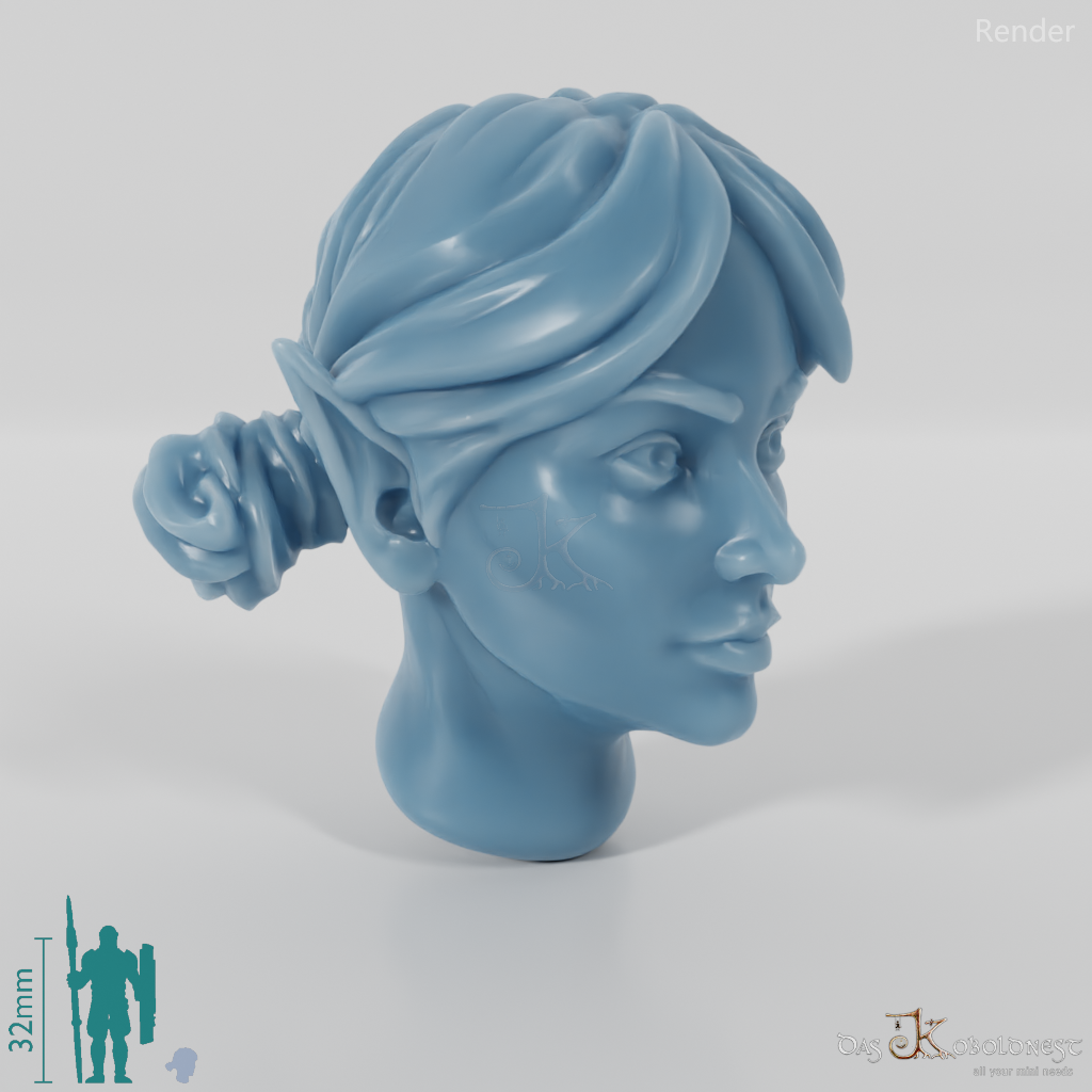 Female head - elf with two topknots