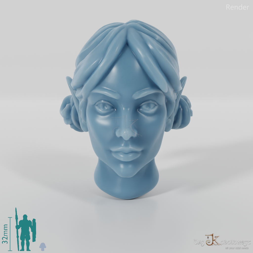 Female head - elf with two topknots
