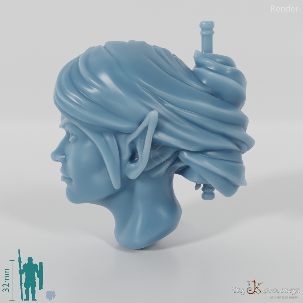 Female head - elf with wrapped hair