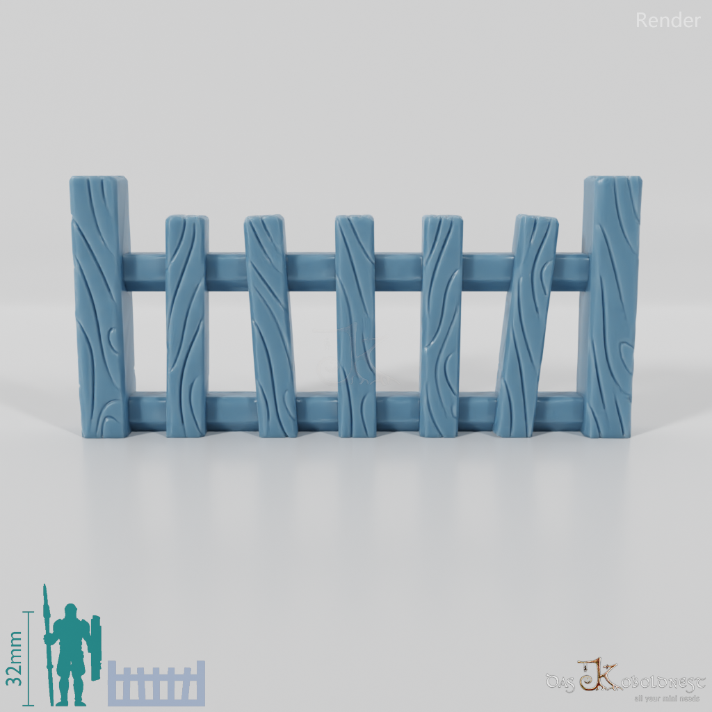 Zaun - Halbling-Gartenzaun mit Tor (Flach)