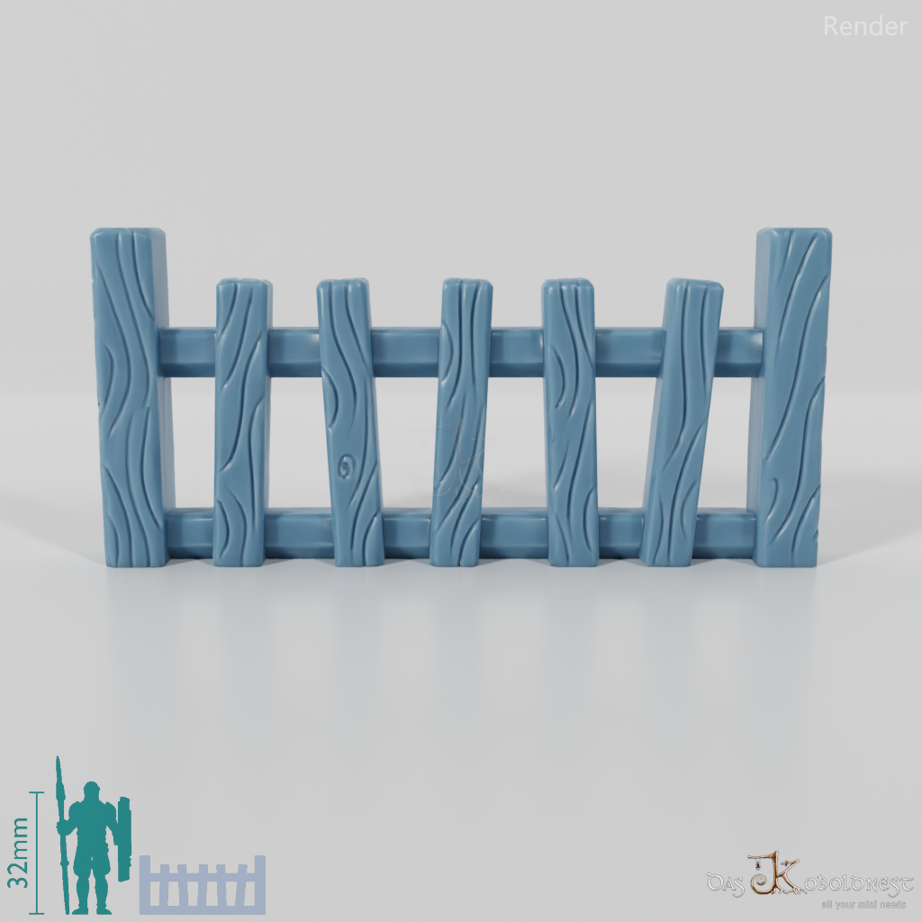 Zaun - Halbling-Gartenzaun mit Tor (Flach)