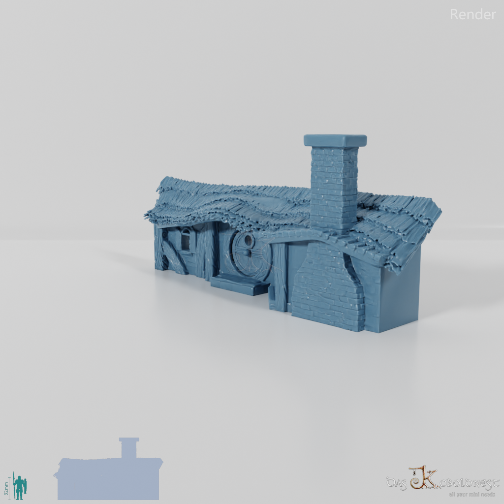 Halfling cave facade with thatched roof