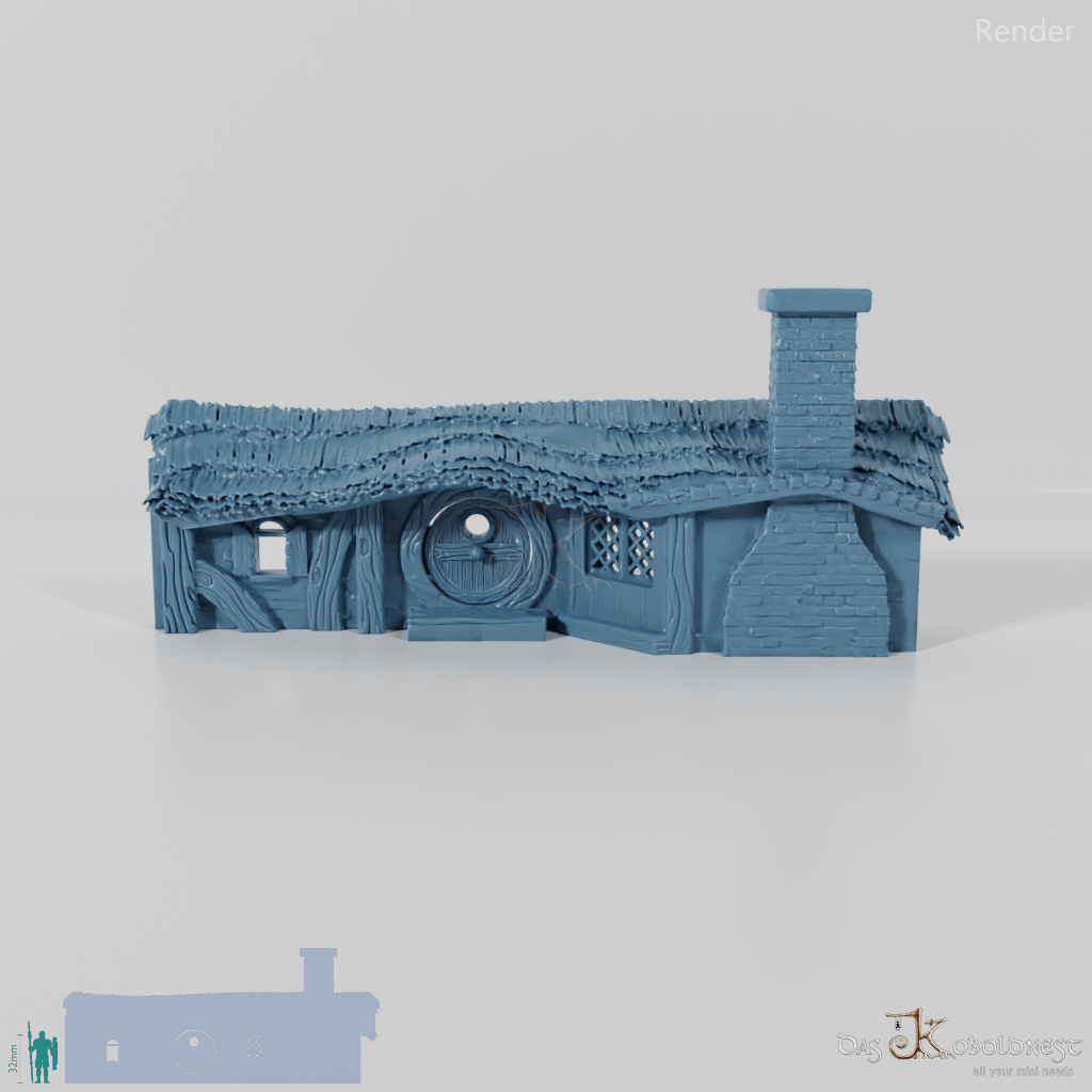 Halfling cave facade with thatched roof