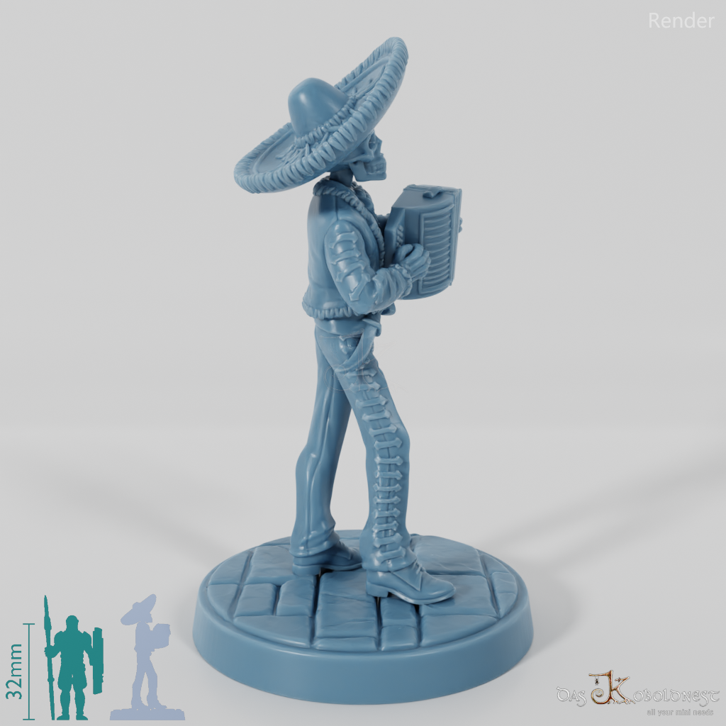Skeletonized mariachi musician 05