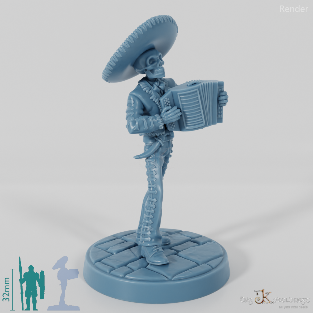 Skeletonized mariachi musician 05