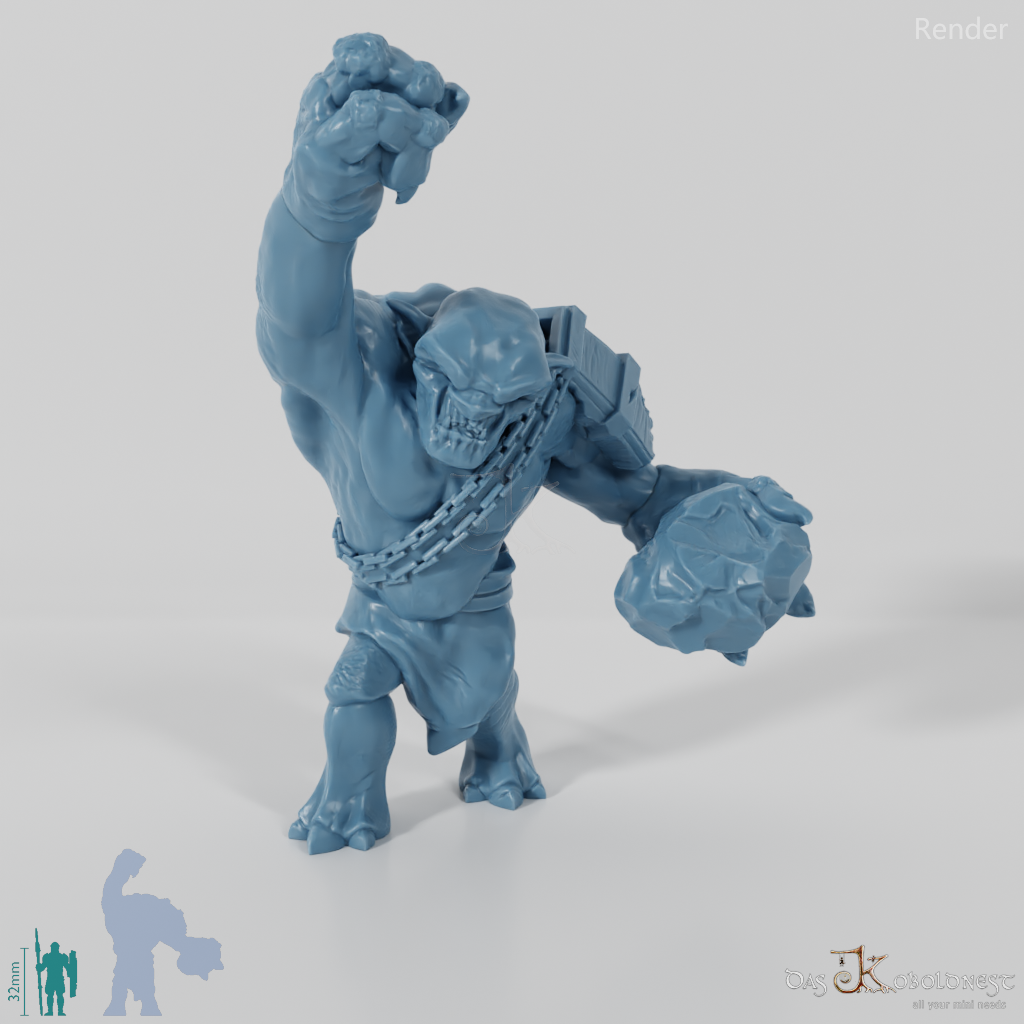 Cave troll with boulders