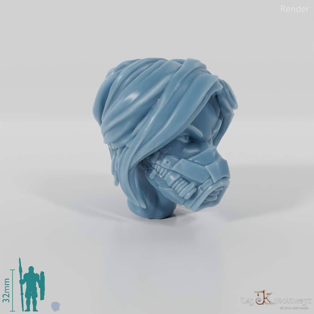 Woman's head - SciFi breathing mask