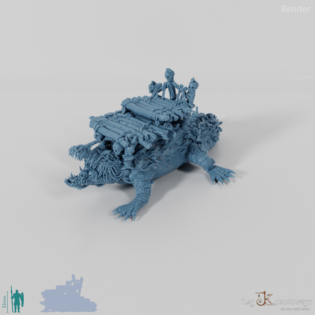 Krokodil - Uraltes Sumpfkrokodil mit Transportplattform