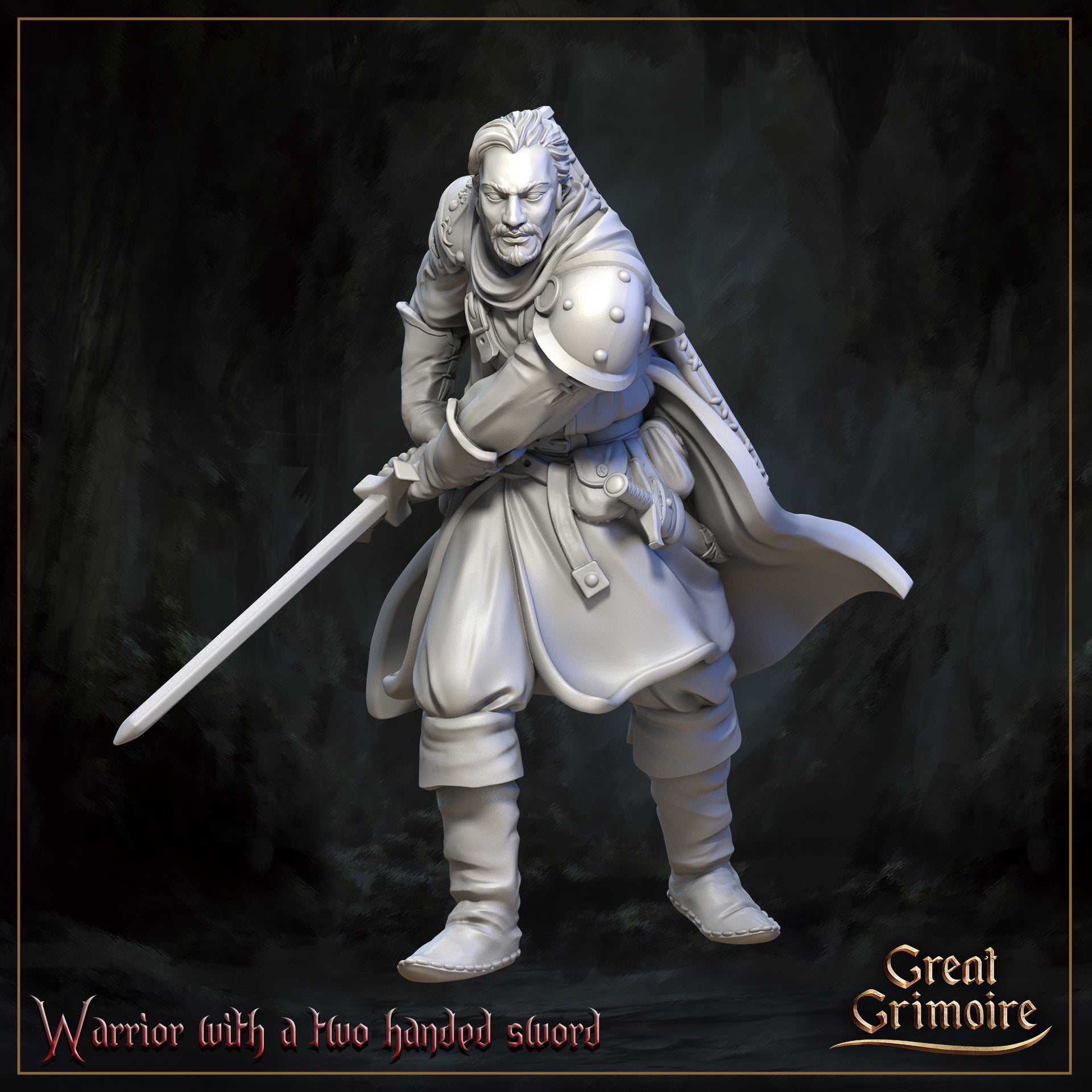 Brave warrior with two-handed sword