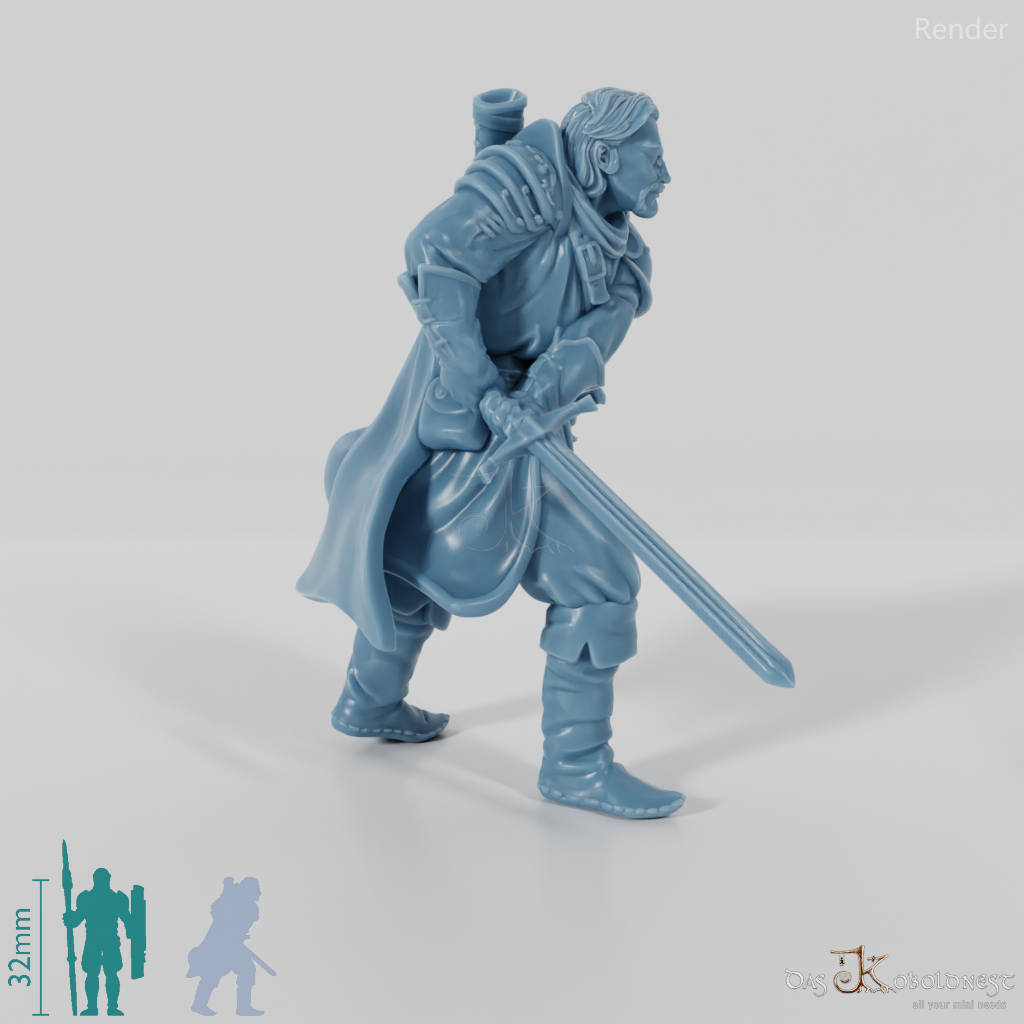 Brave warrior with two-handed sword