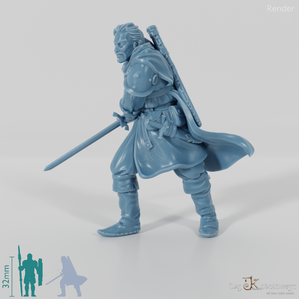 Brave warrior with two-handed sword