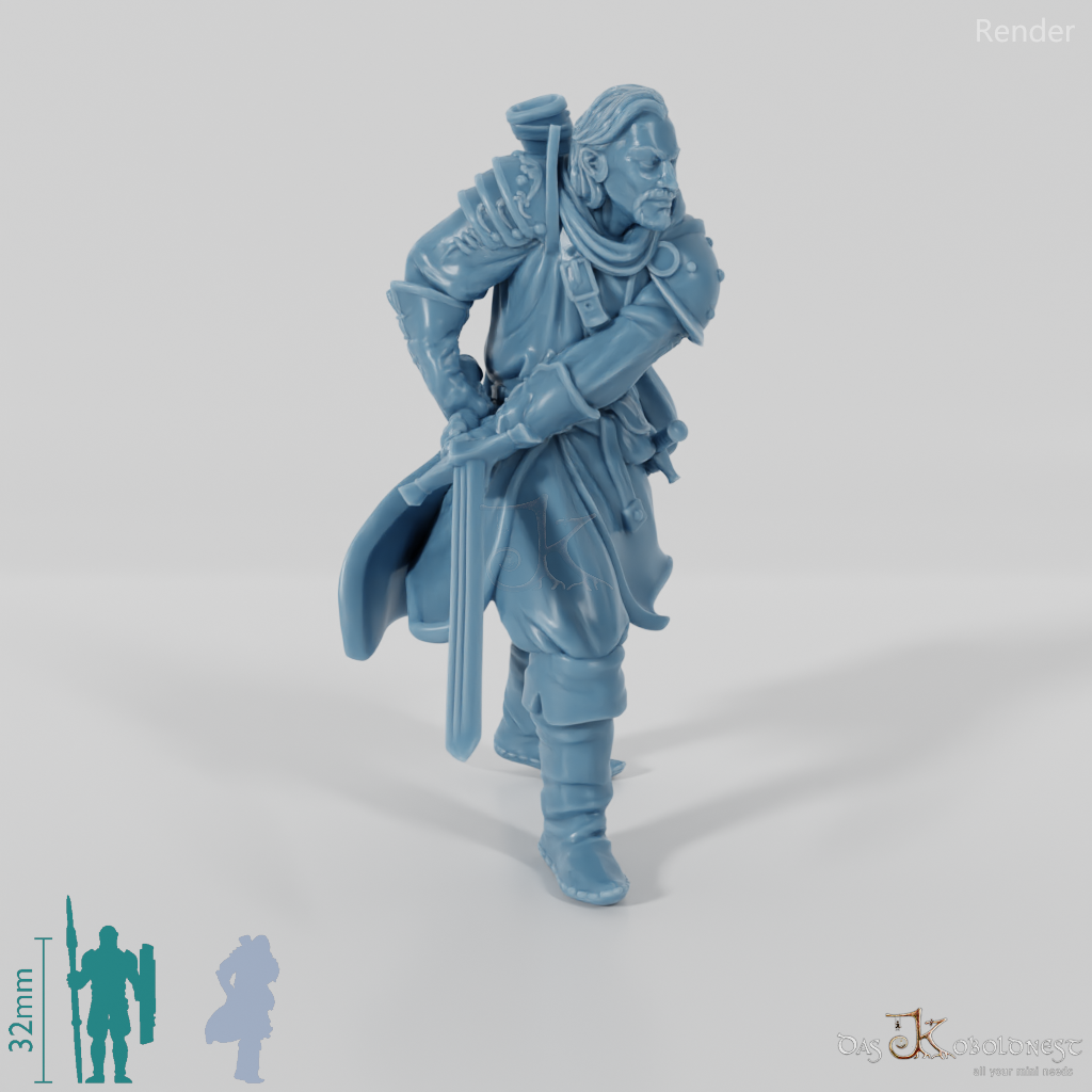 Brave warrior with two-handed sword