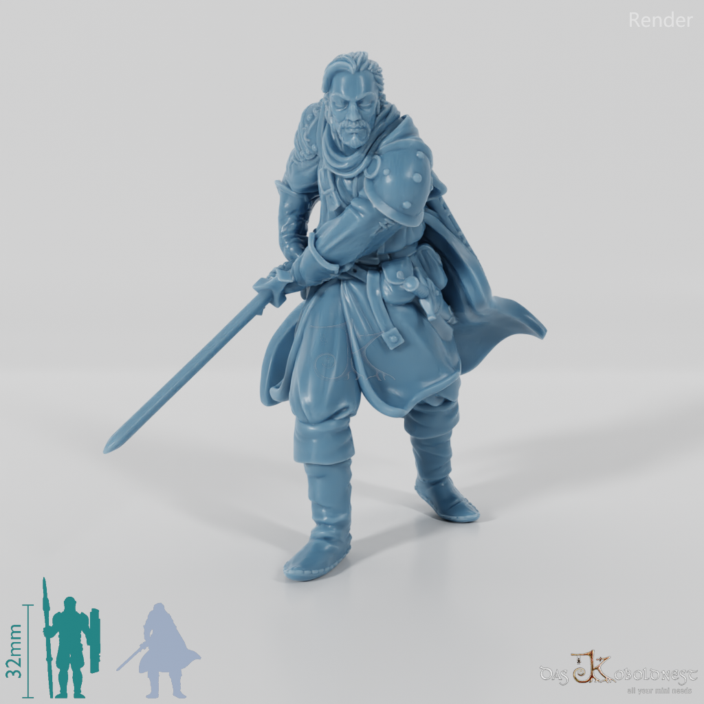 Brave warrior with two-handed sword