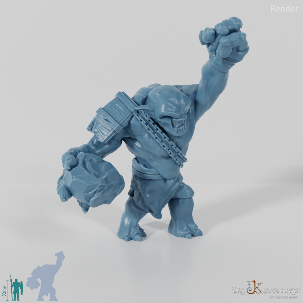 Cave troll with boulders