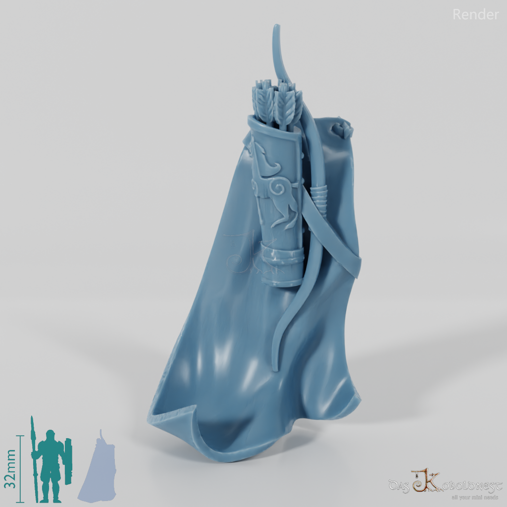 Equestrian people cloak with arrow quiver and bow