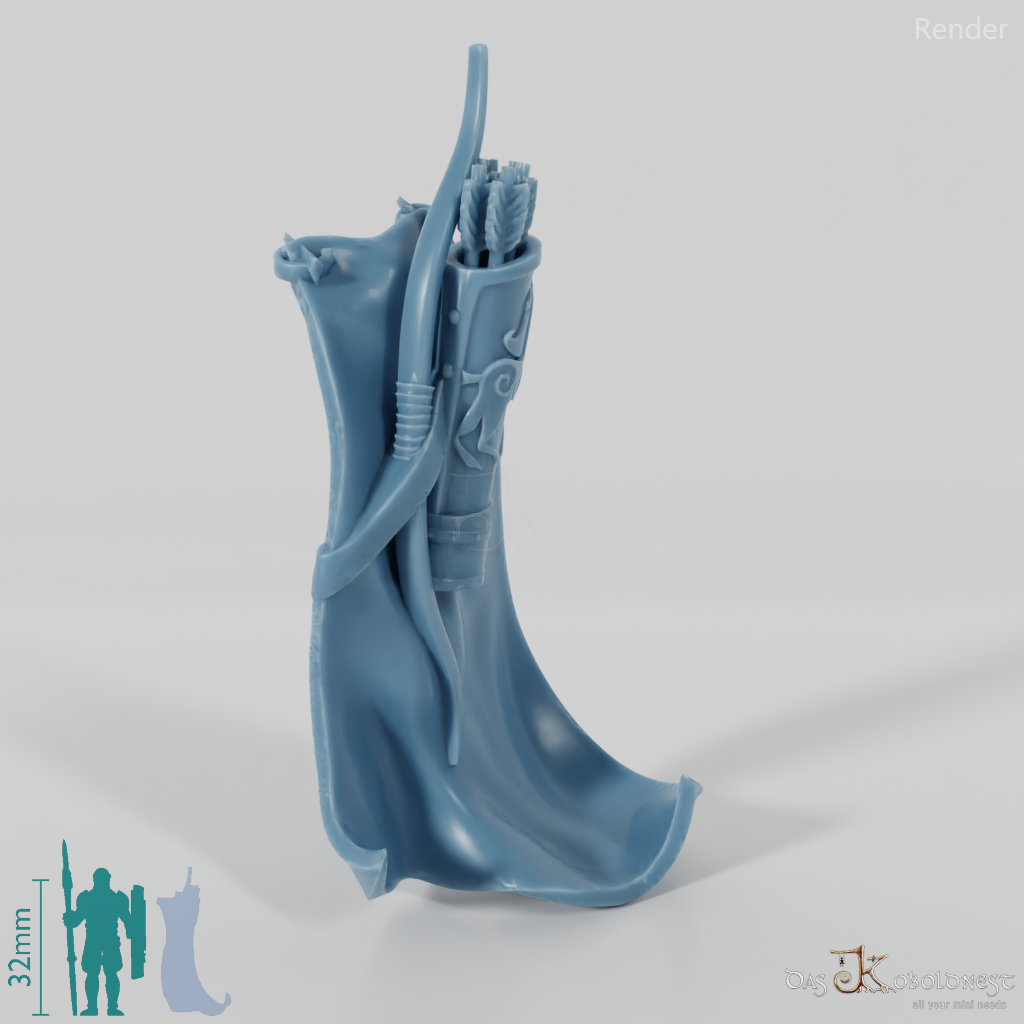 Equestrian people cloak with arrow quiver and bow