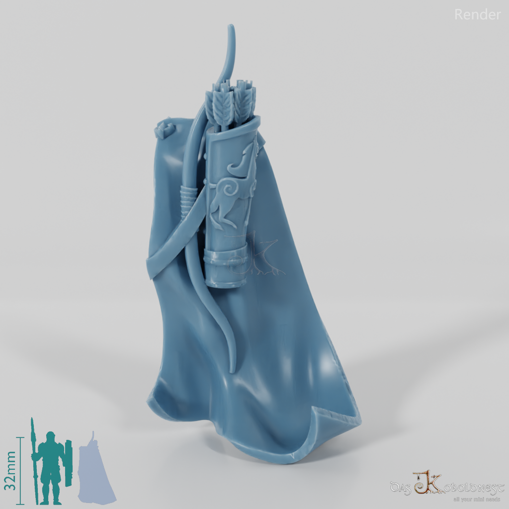 Equestrian people cloak with arrow quiver and bow