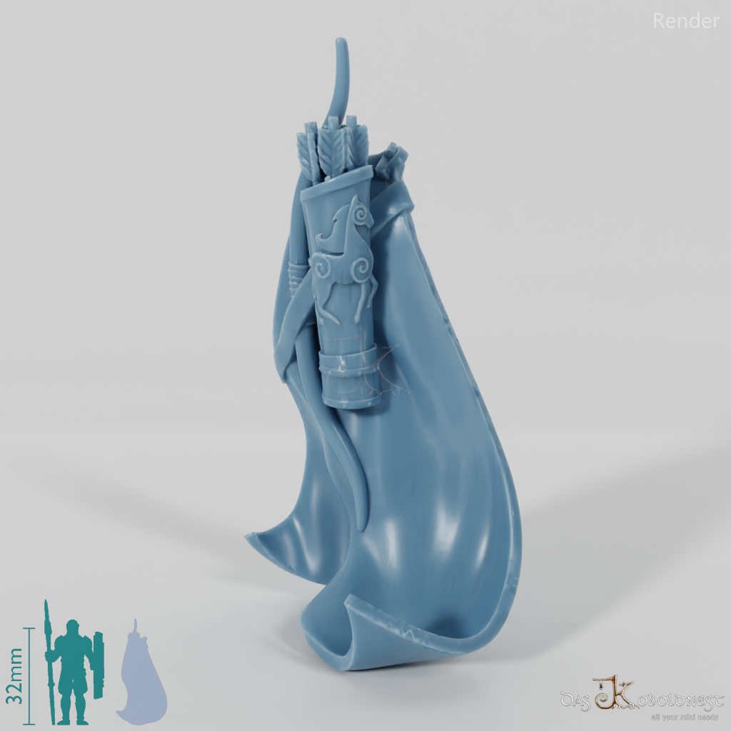 Equestrian people cloak with arrow quiver and bow