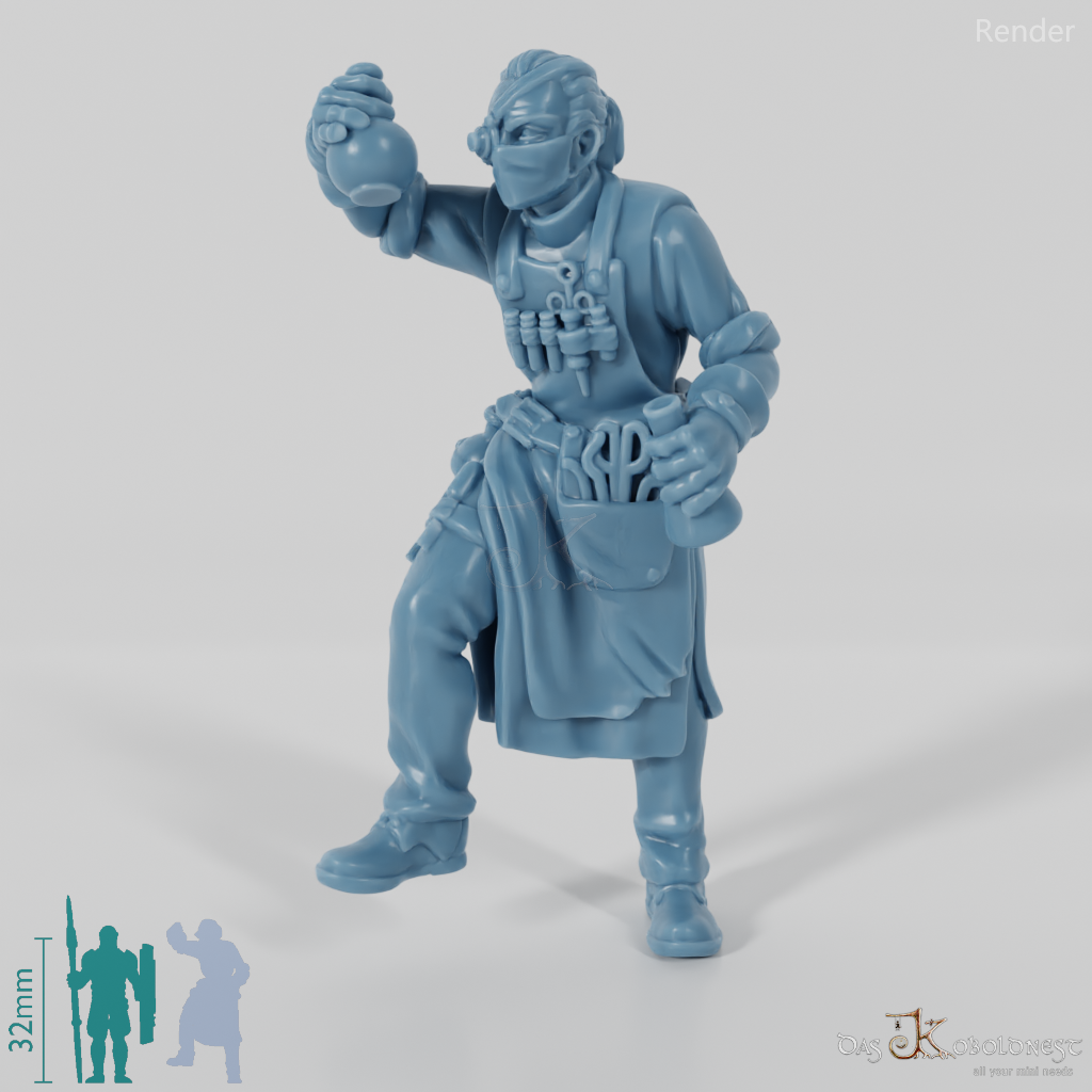 Crazy doctor with bottle