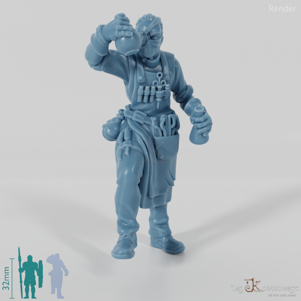 Crazy doctor with bottle