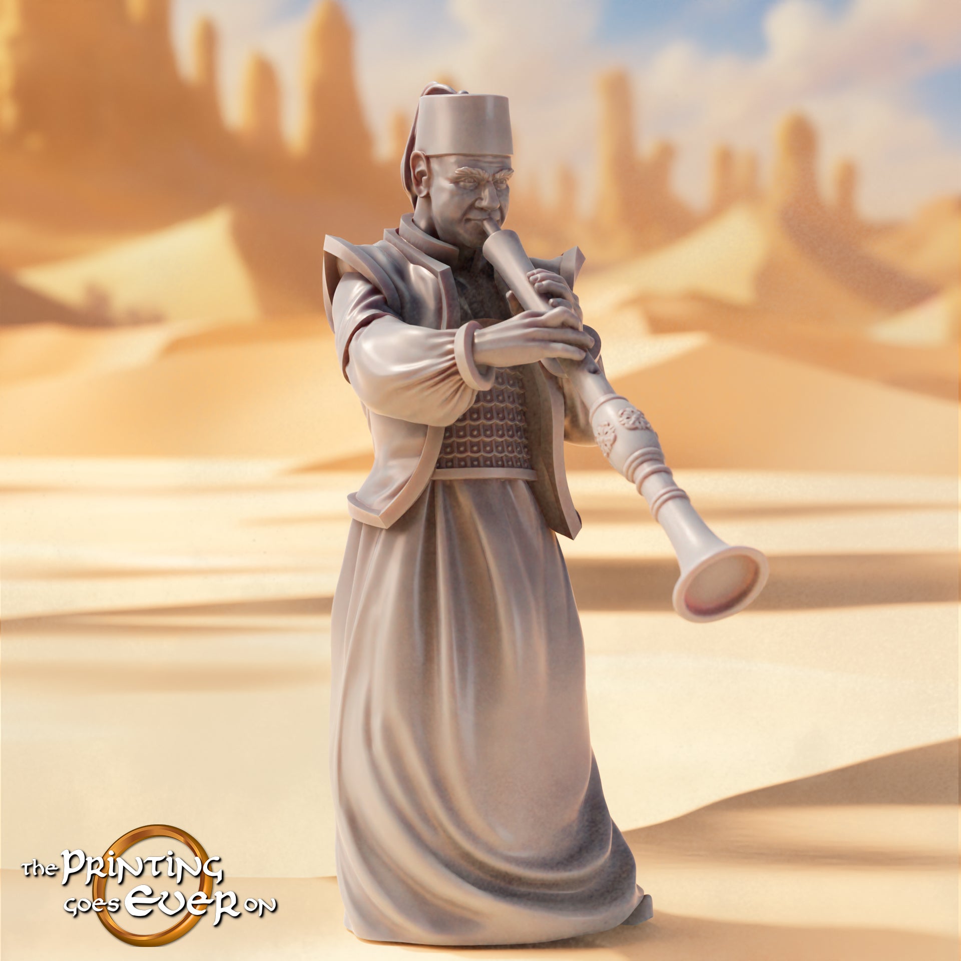 Eastern people flute player