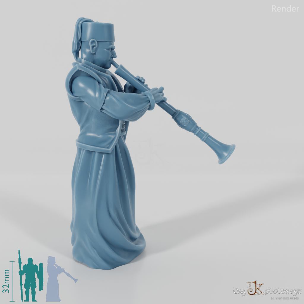 Eastern people flute player