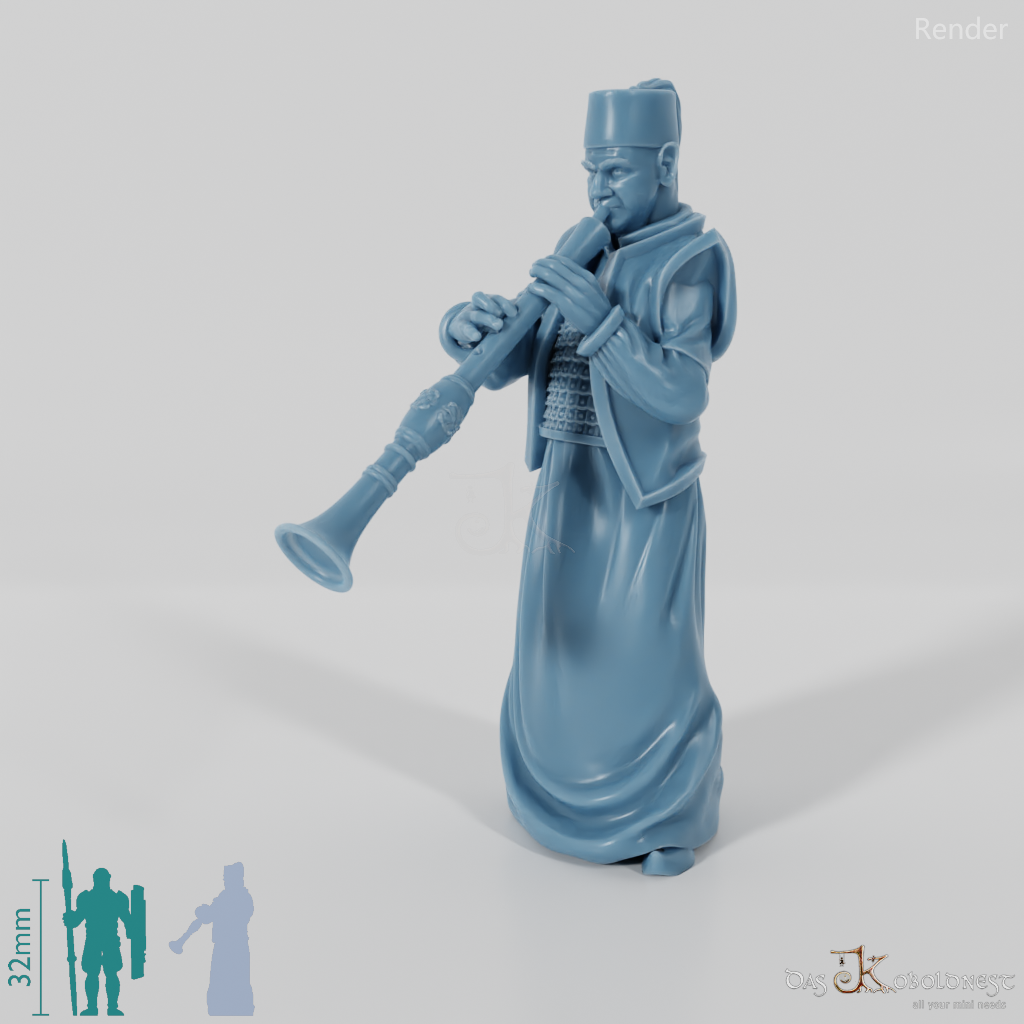 Eastern people flute player