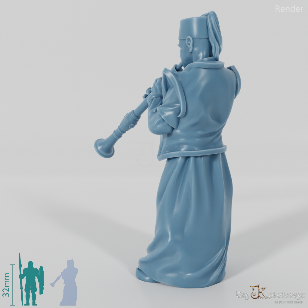 Eastern people flute player