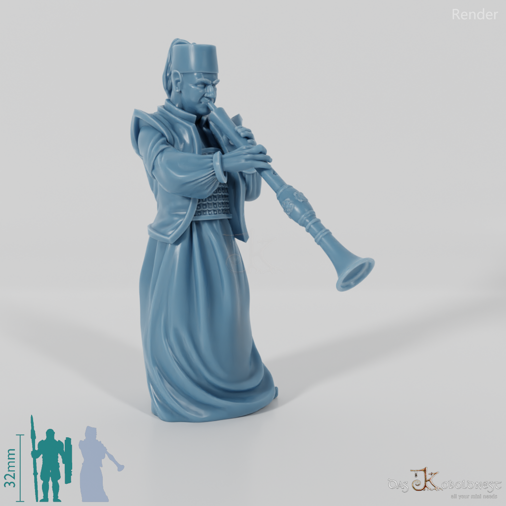 Eastern people flute player