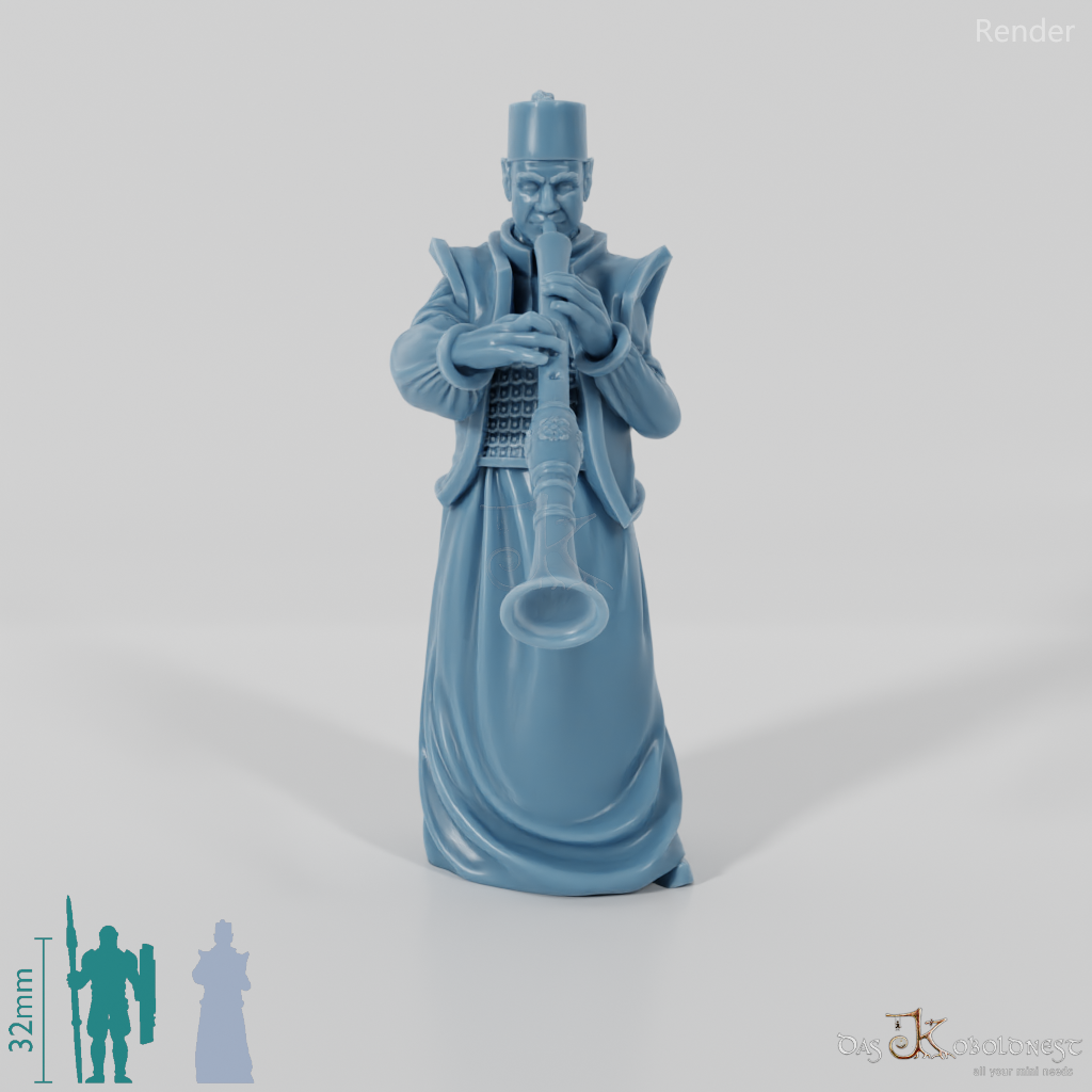 Eastern people flute player