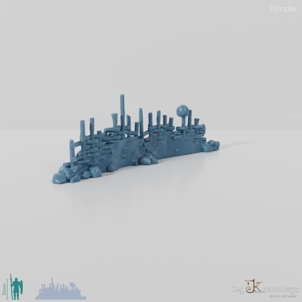 Archaic, long wooden palisade