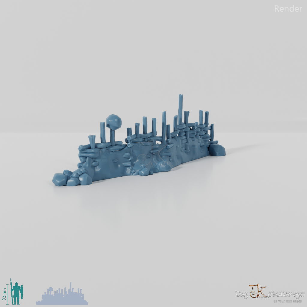 Archaic, long wooden palisade