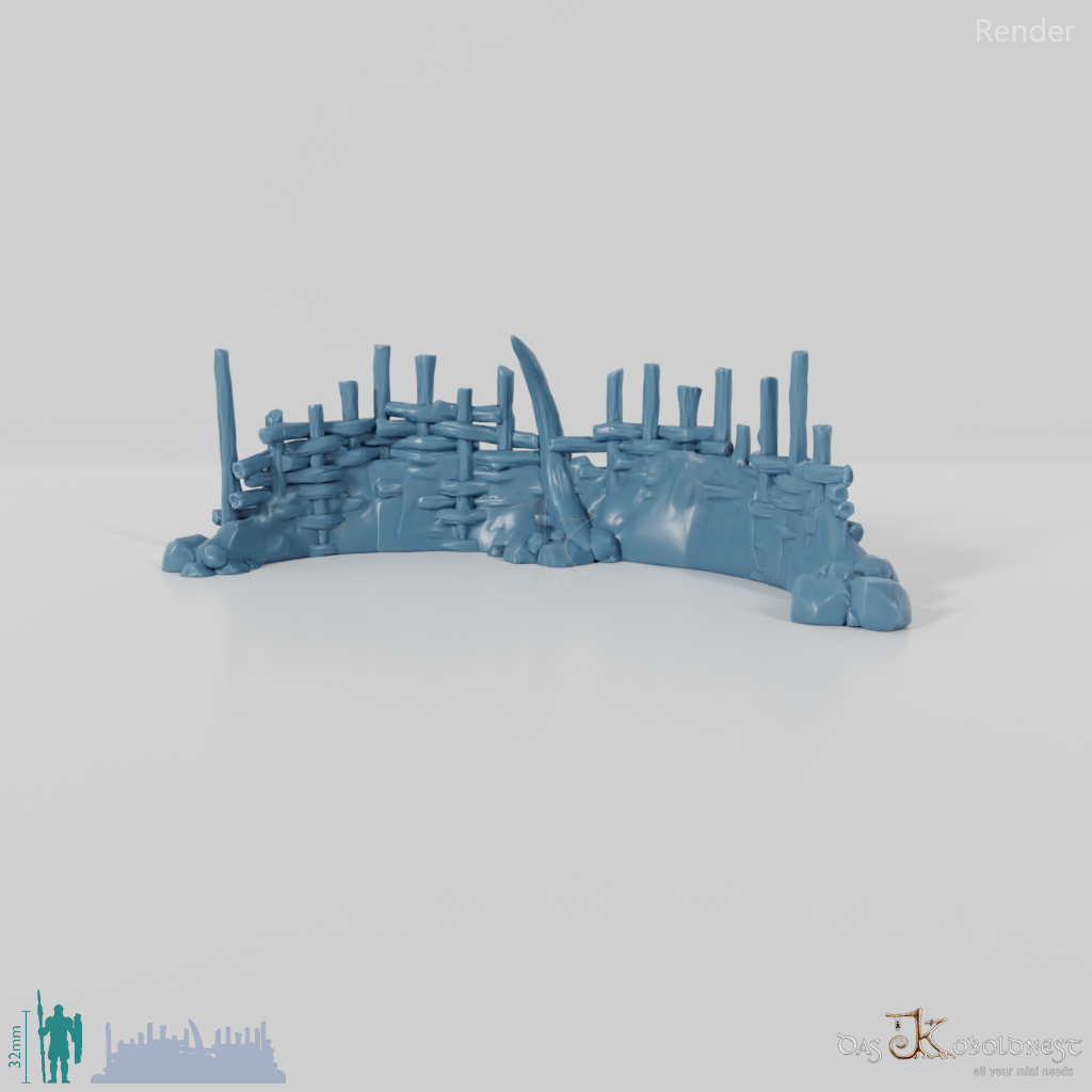 Archaic, semicircular wooden palisade