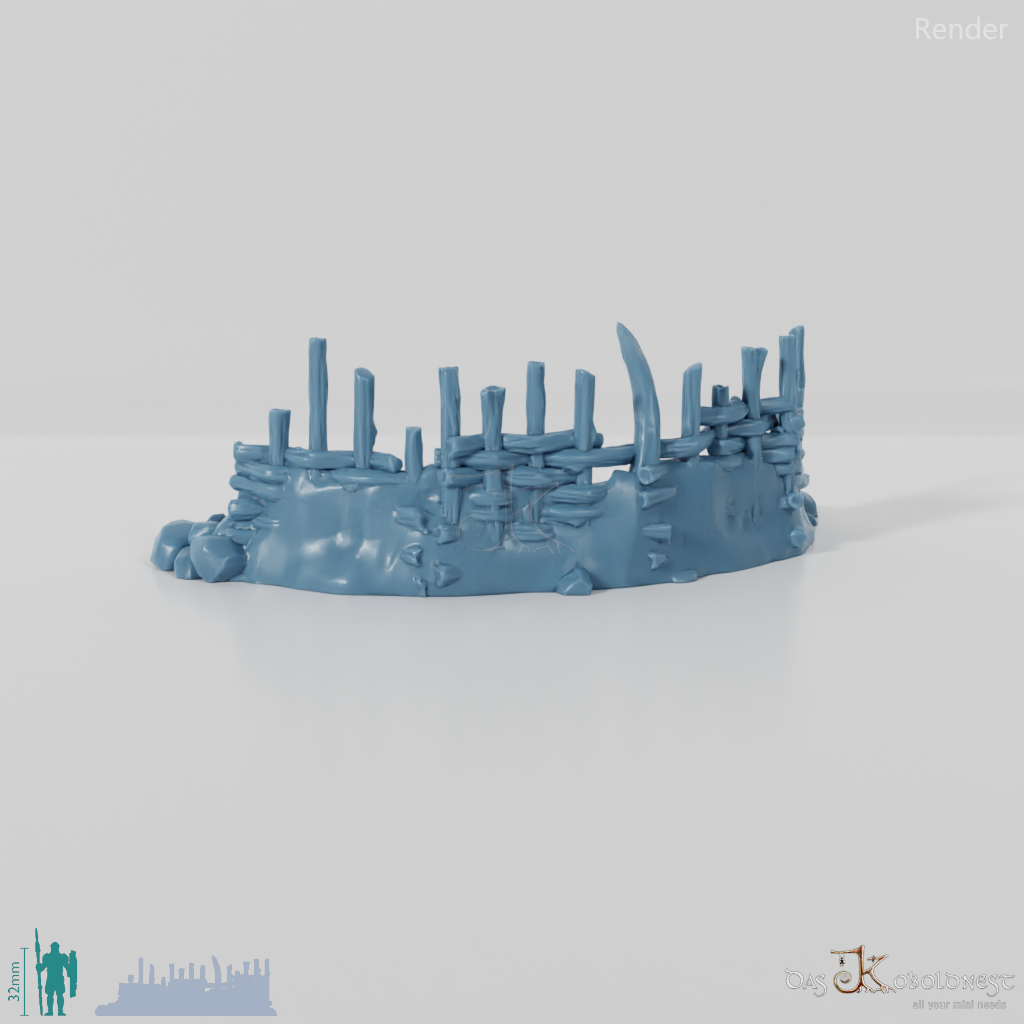 Archaic, semicircular wooden palisade