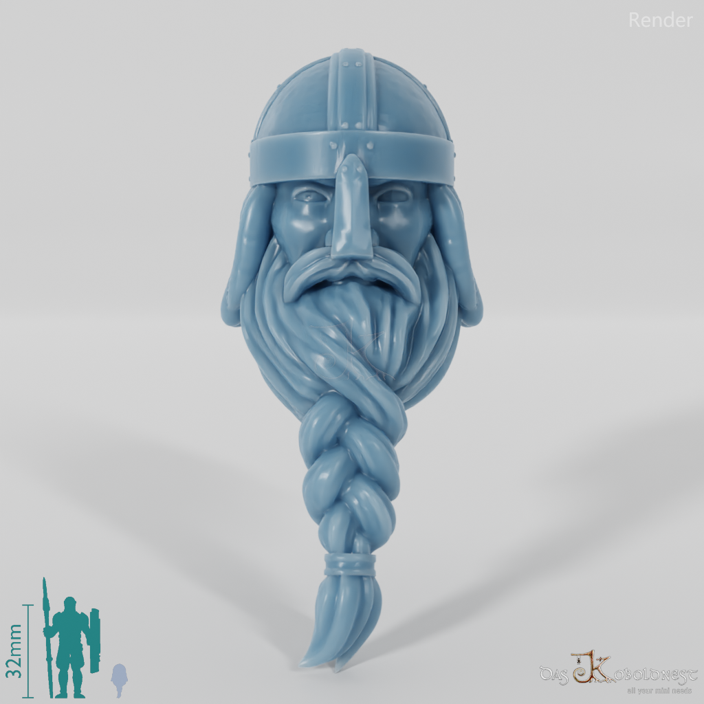 Equestrian people head - male with braided beard 1