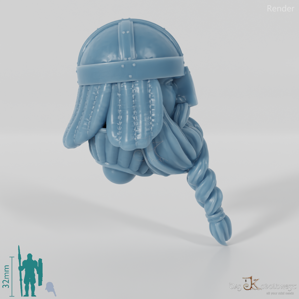 Equestrian people head - male with braided beard 1