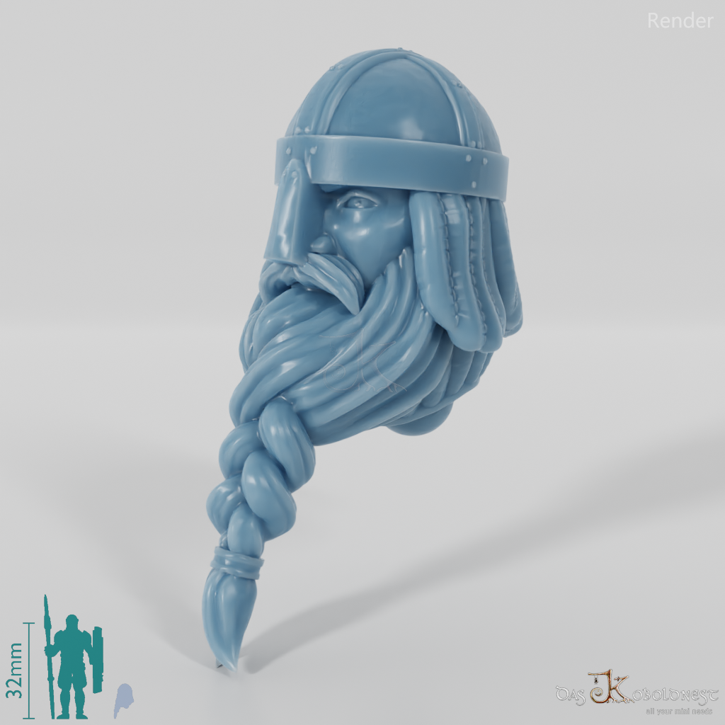 Equestrian people head - male with braided beard 1