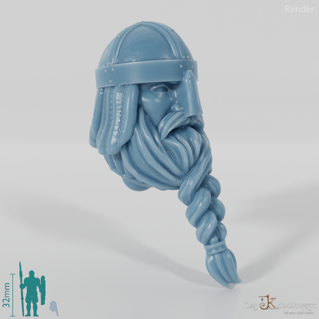 Equestrian people head - male with braided beard 1